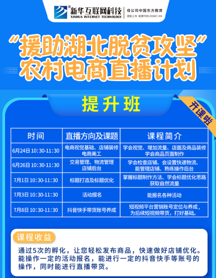 新华云课堂助力湖北脱贫攻坚开展农村电商免费直播课